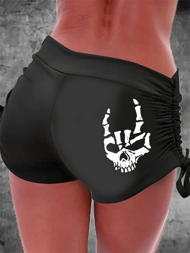 Punk Rock Skull Print Casual Shorts