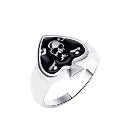 Retro Spade Skull Ring