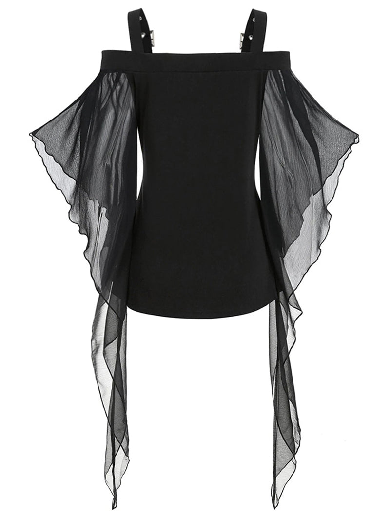 Halloween Punk Irregular Flared Sleeve Blouse