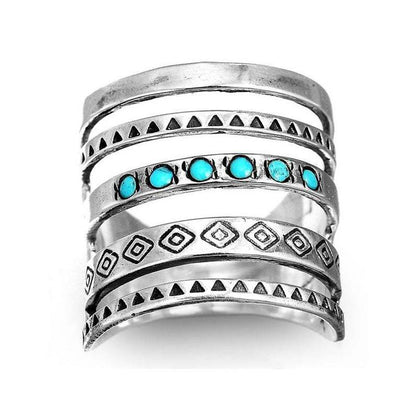 Bohemian Style Carved Ring Hollow 925 Silver Ring