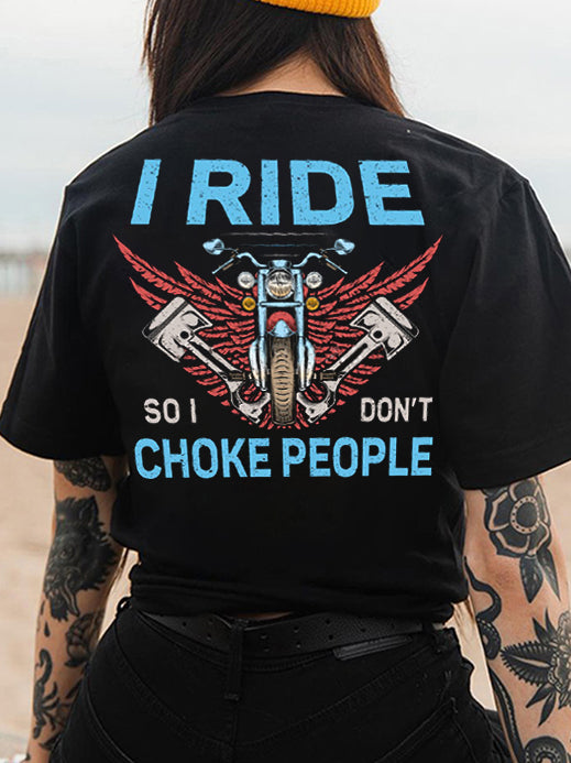 T-Shirt mit Rundhalsausschnitt und Motorrad-Buchstaben-Aufdruck 