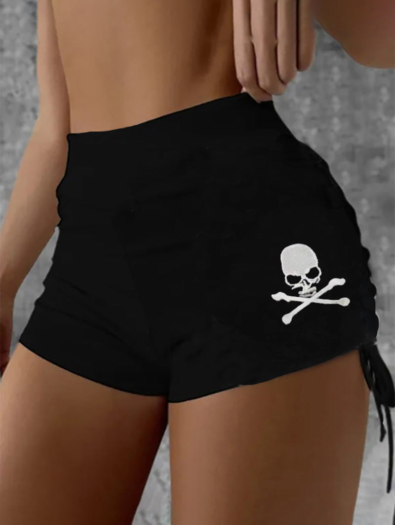 Punk Skull Print Casual Shorts