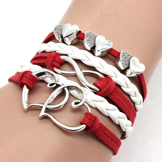 Vintage Double Heart Braided  Bracelet