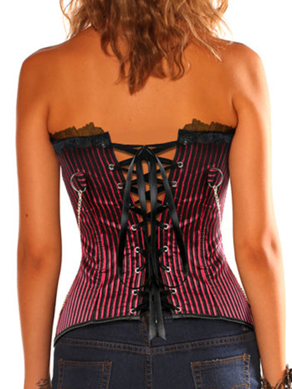 Steampunk Stripe Irregular Hem Corset