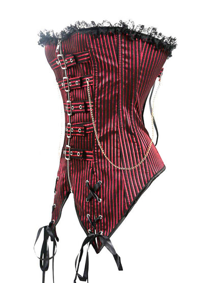 Steampunk Stripe Irregular Hem Corset