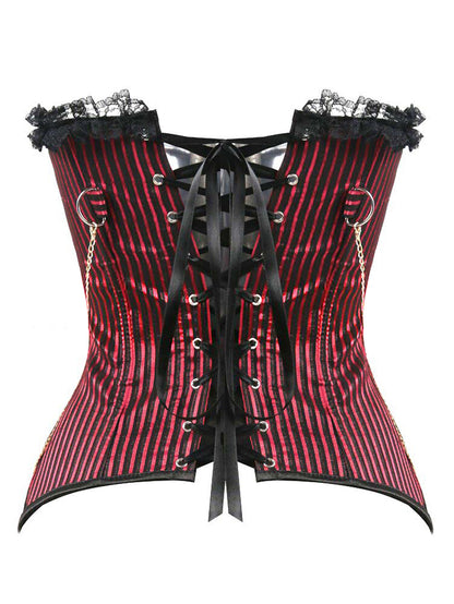 Steampunk Stripe Irregular Hem Corset