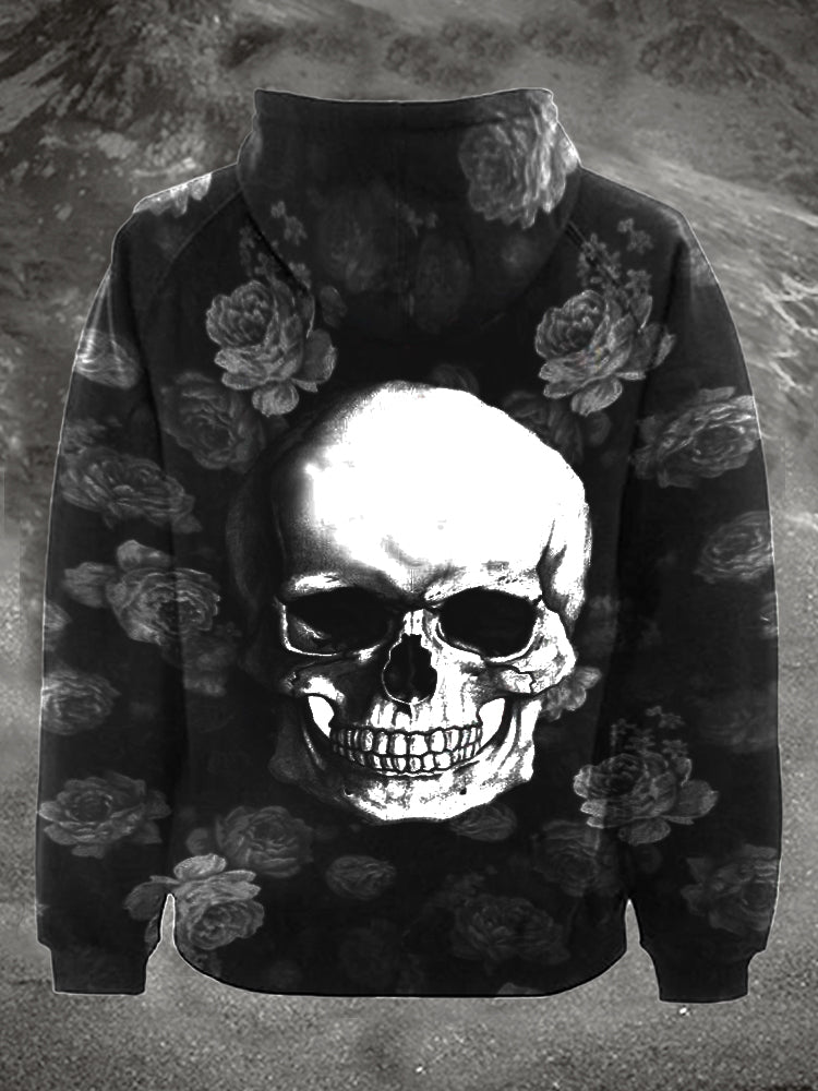 Skull Roses Print Women's Hoodie