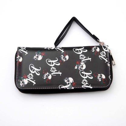 Retro Skull Printed Zipper Wallet