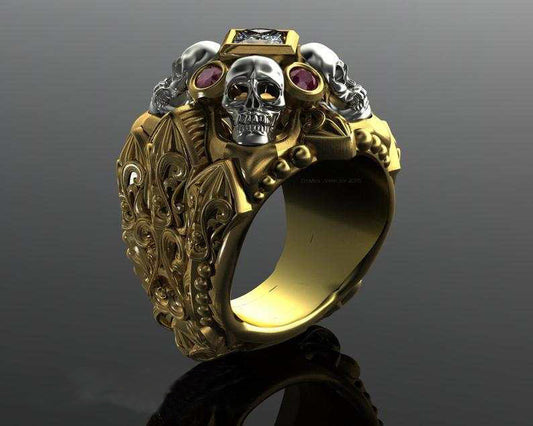 Bague tendance pour hommes Punk Multi Skulls 