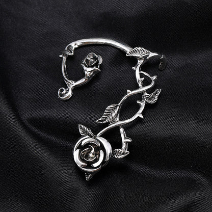 Gothic Punk Blatt Rose Ohrclips 