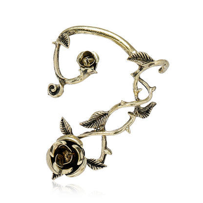 Gothic Punk Blatt Rose Ohrclips 