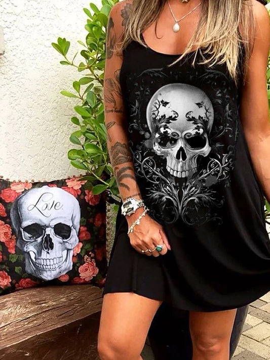 Sexy Kleider für Damen mit Totenkopf-Print 