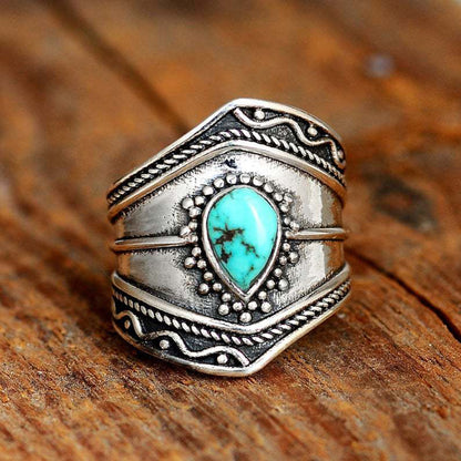 Bague en métal irrégulière Boho Turquoise