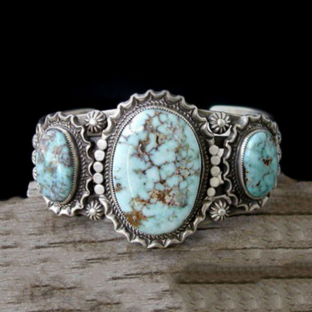 Ethnic Style Turquoise Ring Men and Women Retro Ring