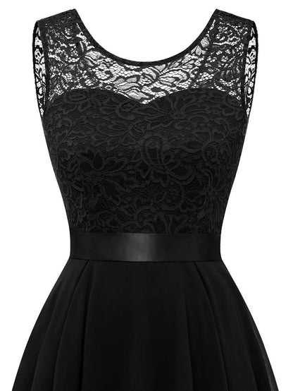 Sexy Lace Stitching Large Swing Chiffon Dress