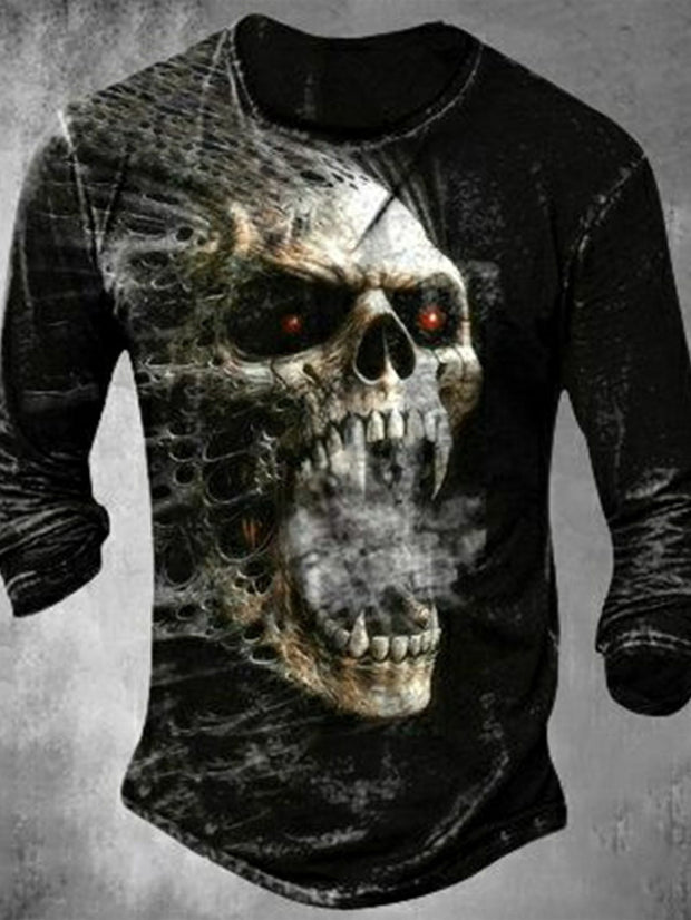 Men's Skull Print Long Sleeve T-shirt