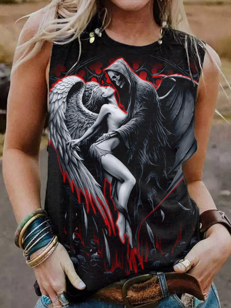 Angel And Skull Print Vest