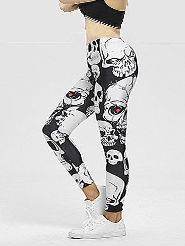 Legging de sport confortable imprimé tête de mort 