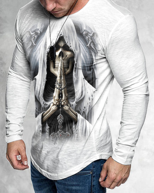 Men's Faith Skeleton print round neck men's T-shirt