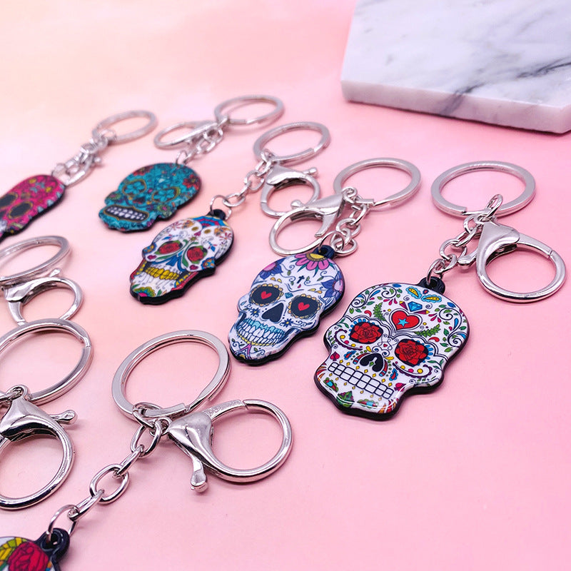 Acrylic Printed Skull Key Chain