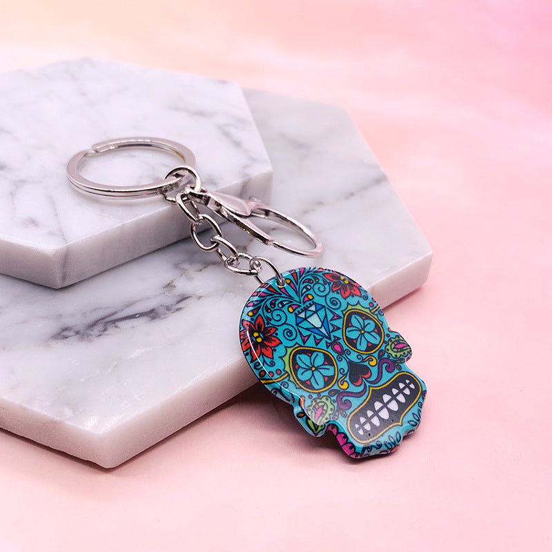 Acrylic Printed Skull Key Chain