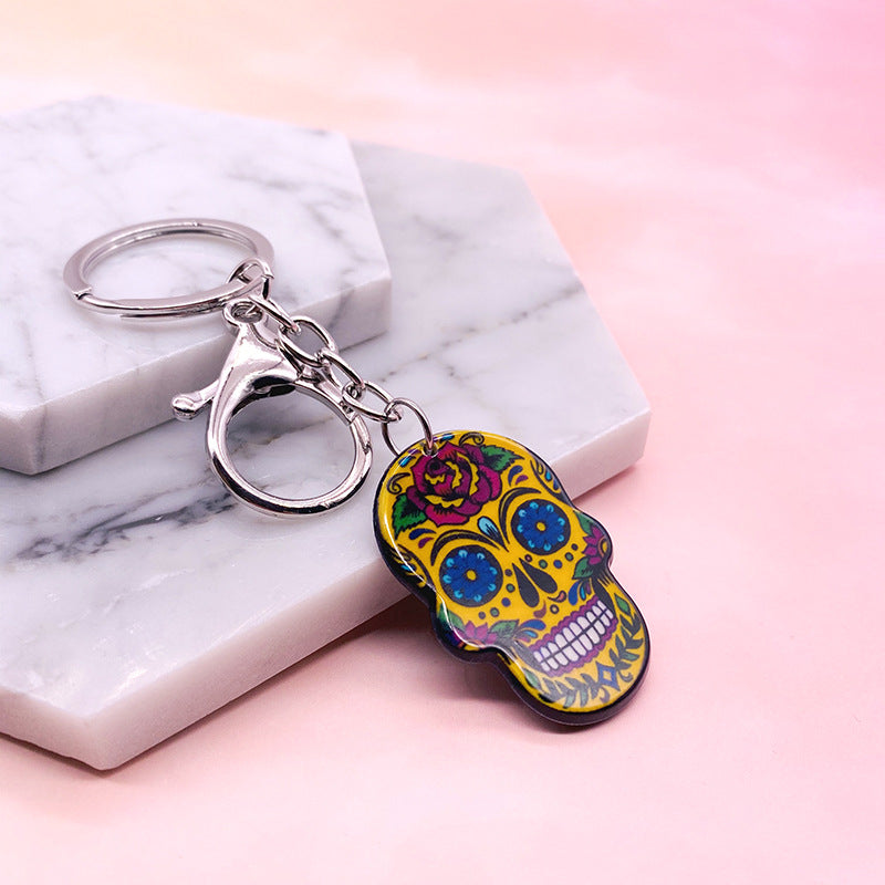 Acrylic Printed Skull Key Chain