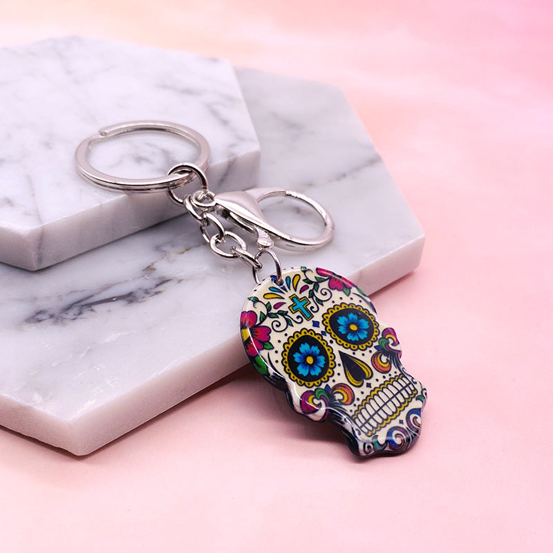 Acrylic Printed Skull Key Chain