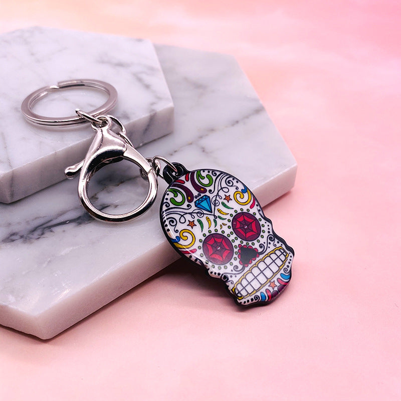 Acrylic Printed Skull Key Chain