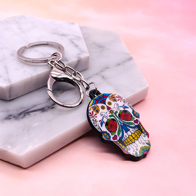 Acrylic Printed Skull Key Chain