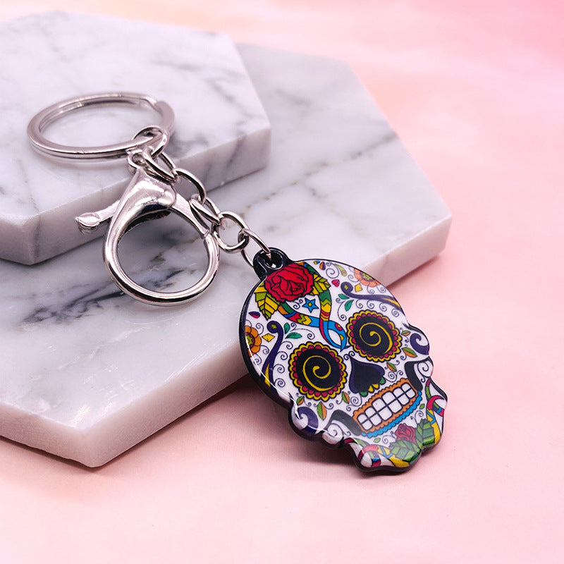 Acrylic Printed Skull Key Chain