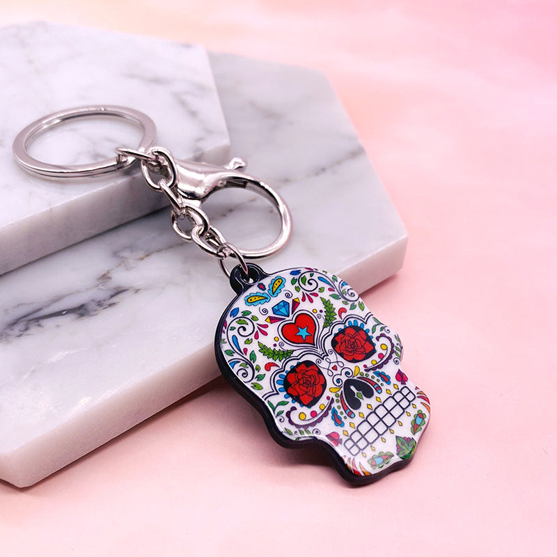 Acrylic Printed Skull Key Chain