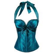 Bowknot Solid Color Halterneck with Suspenders Shapewear
