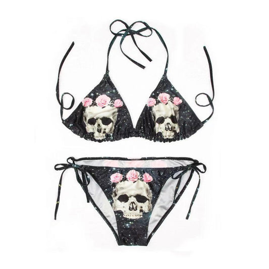 Sexy Bikini mit Totenkopf-Sternenhimmel-Print