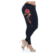 Women's Flower Embroidered High Waist Jeans
