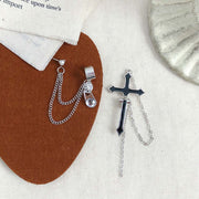 Einteilige Ohrringe mit Kreuzkette 