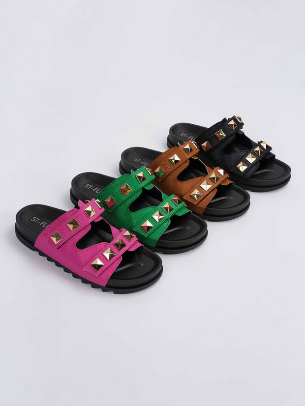 Liu Ding Velcro Flat Slippers