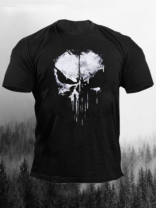 Herren T-Shirt mit Totenkopf-Aufdruck im Punk-Stil 
