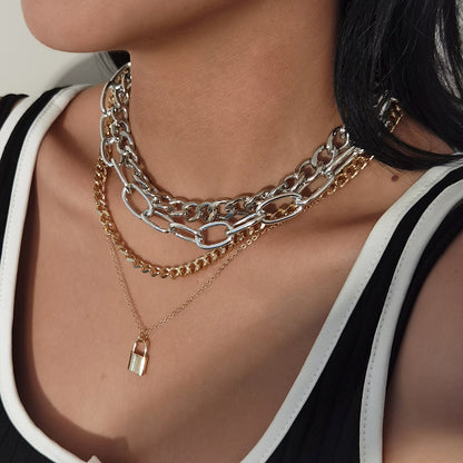 Punk Hip Hop Layered Necklace Set