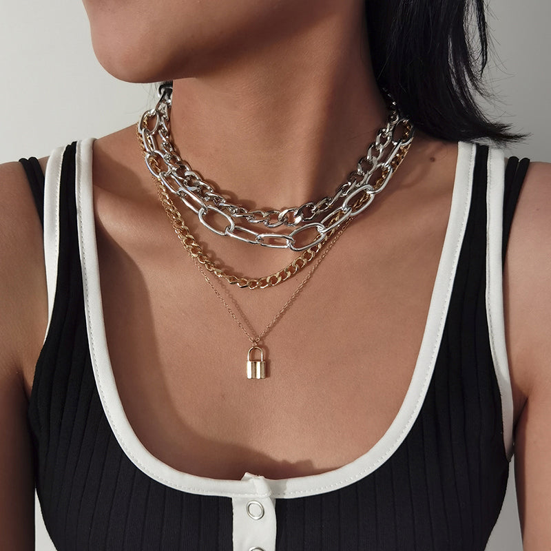 Punk Hip Hop Layered Necklace Set