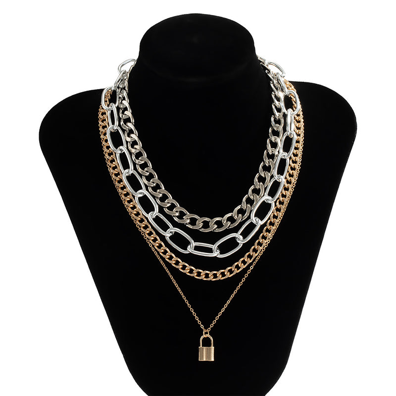 Punk Hip Hop Layered Necklace Set