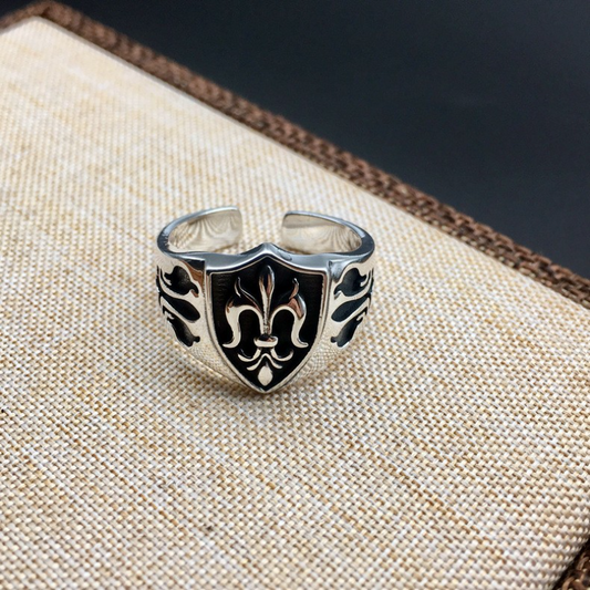 Bague pour hommes en forme de croix en forme de bouclier punk 