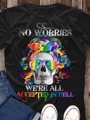 Fashion Rainbow Color Skull Printed T-Shirt