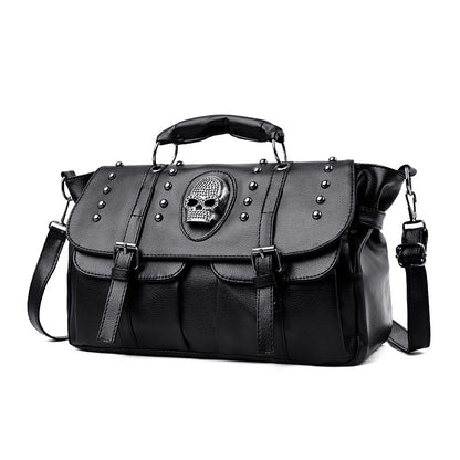 Punk Black Riveted Skull Handbag