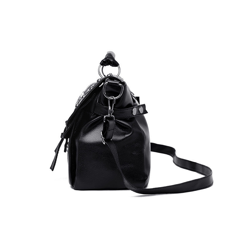 Punk Black Riveted Skull Handbag