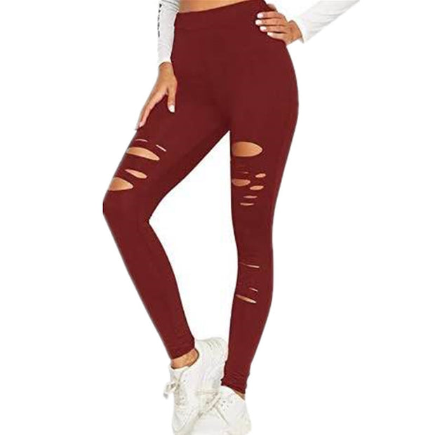Stretch Tight Ripped Hollow-out Sports Leggings