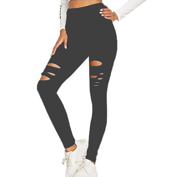 Stretch Tight Ripped Hollow-out Sports Leggings