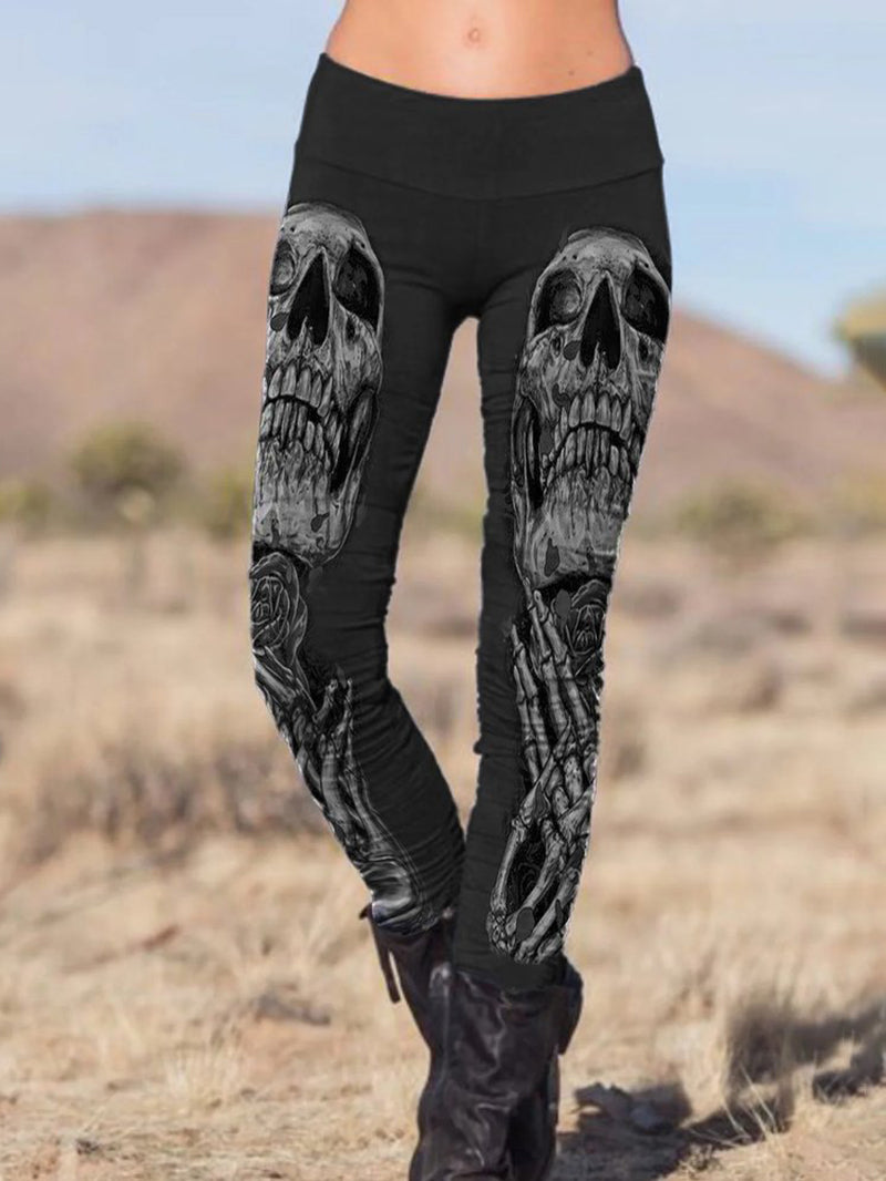 Skulls Printed Slim Fit Pants