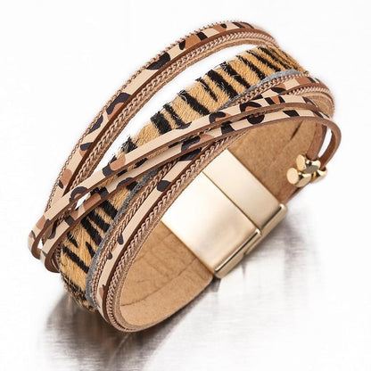 Leopard Print Trendy Alloy Magnetic Horsehair Bracelet