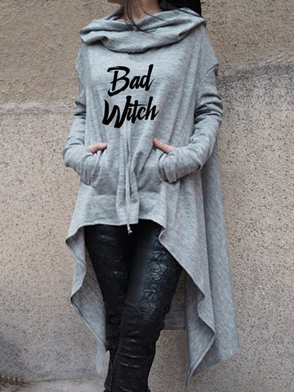 Sweat-shirt à capuche et poche imprimé BAD WITCH 