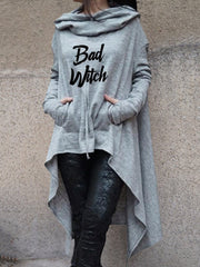 BAD WITCH Printed Hooded Pocket Sweatshirt